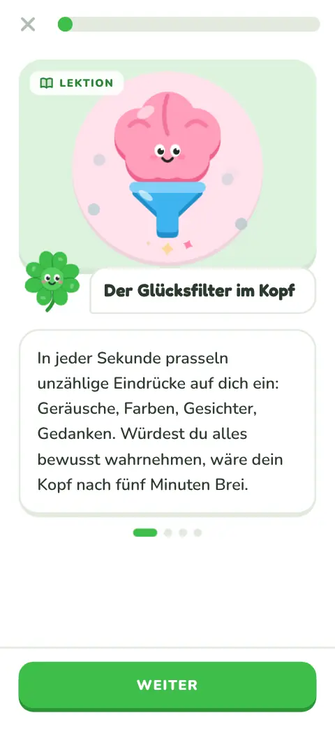 Eine Lektion als Geschichte: „Der Glücksfilter im Kopf“